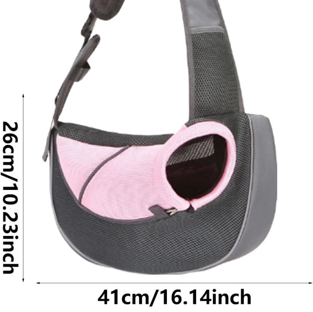 Hands-Free Gray & Pink Pet Sling Carrier by